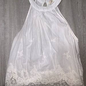 High neck white tank